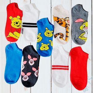 9 PACK NWT WINNIE THE POOH DISNEY WOMEN'S NO SHOW SOCKS SHOE SIZE 4 - 10